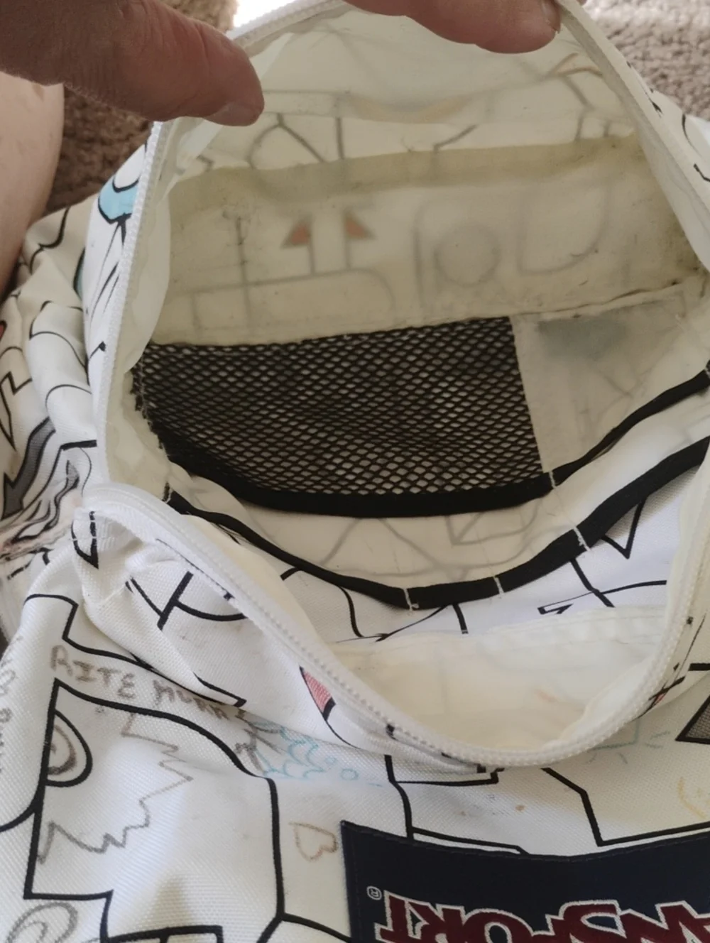 JanSport White Graphic Classic Backpack Puzzle Piece Pattern